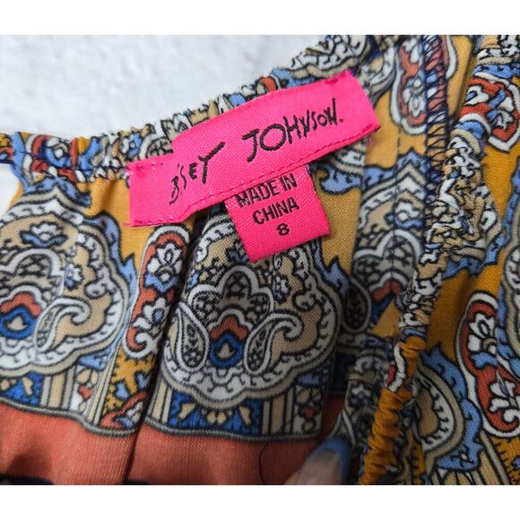 Betsey Johnson Dress Womens 8 Peasant Smocked Waist Boho Aztec - Picture 8 of 8